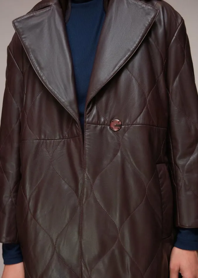 Whistles Luna Leather Belted Jacket Burgundy Women Coats and Jackets