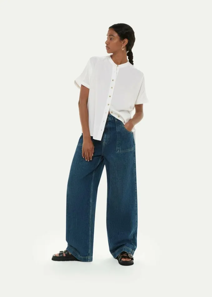 Whistles Maisie Shirred Sleeve Blouse White Women Tops