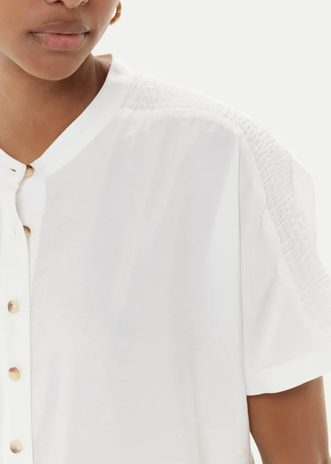 Whistles Maisie Shirred Sleeve Blouse White Women Tops