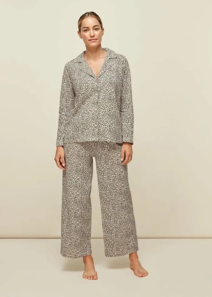 Whistles Mini Animal Print Pyjama Set Leopard Print Women Pajamas