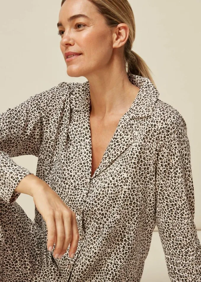 Whistles Mini Animal Print Pyjama Set Leopard Print Women Pajamas
