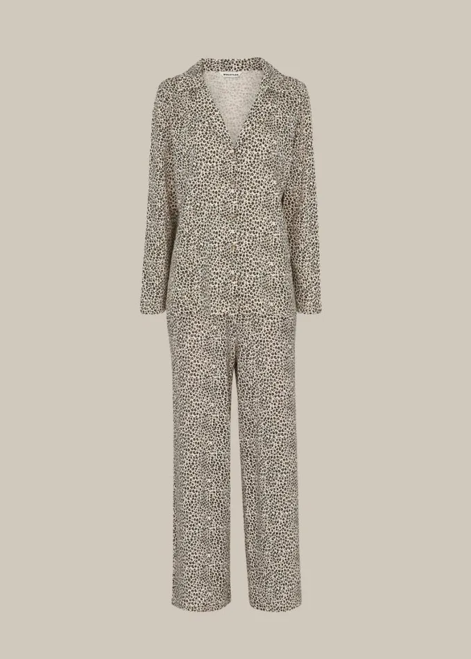 Whistles Mini Animal Print Pyjama Set Leopard Print Women Pajamas