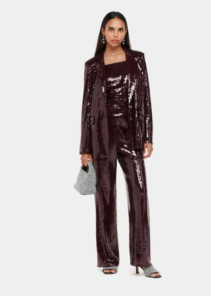 Whistles Misha Sequin Blazer Aubergine Women Coats and Jackets
