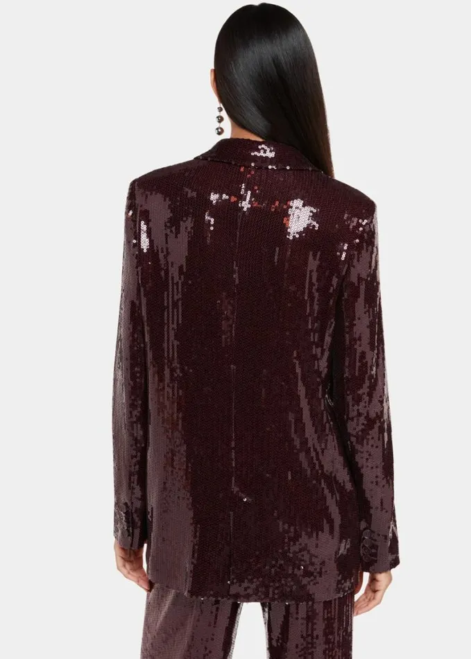 Whistles Misha Sequin Blazer Aubergine Women Coats and Jackets