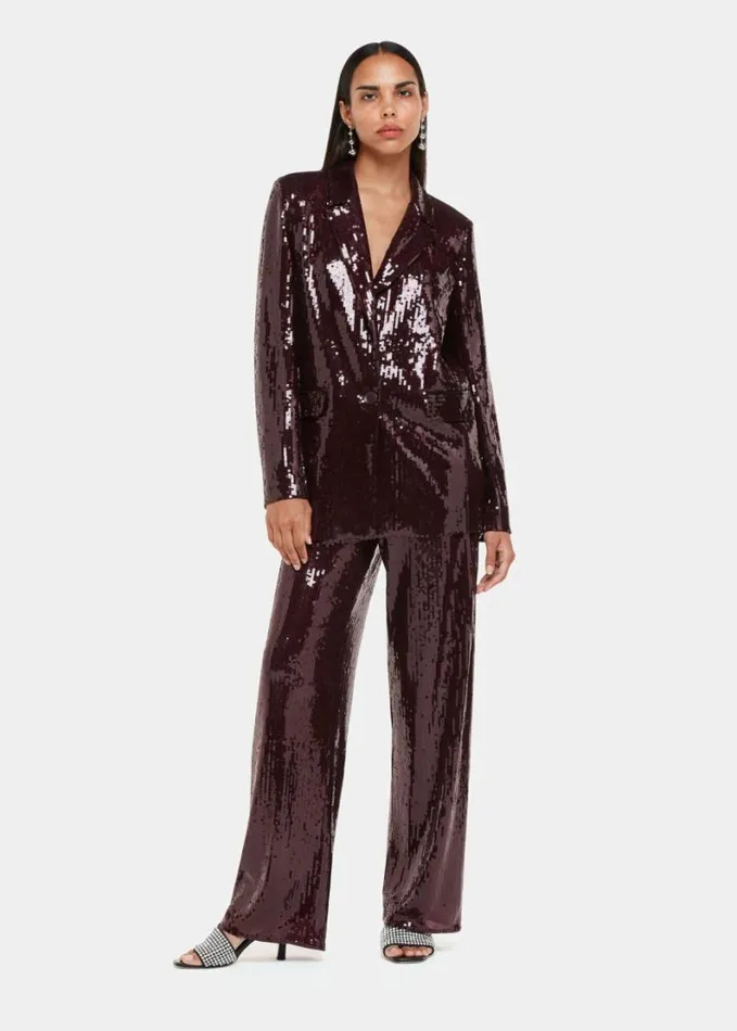 Whistles Misha Sequin Blazer Aubergine Women Coats and Jackets