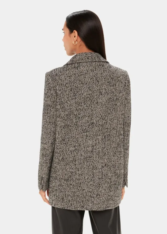 Whistles Noa Herringbone Short Coat Brownmulti Women Coats and Jackets