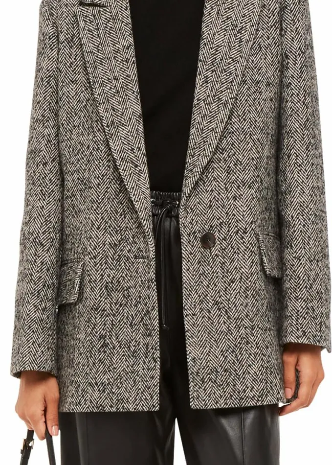 Whistles Noa Herringbone Short Coat Brownmulti Women Coats and Jackets
