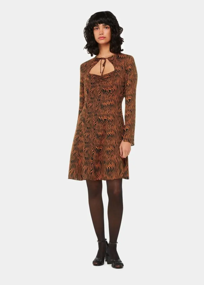 Whistles Optical Wiggle Mini Dress Blackmulti Women Dresses