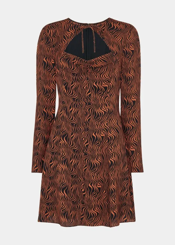 Whistles Optical Wiggle Mini Dress Blackmulti Women Dresses