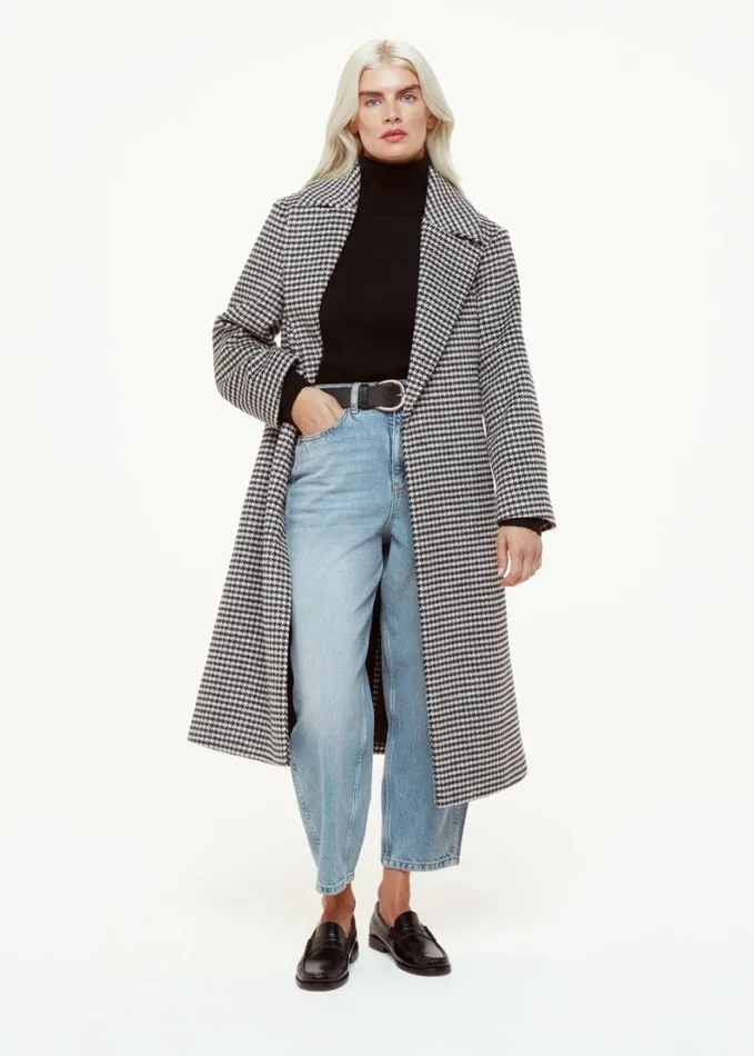 Whistles Petite Celia Houndstooth Wrap Coat Blackmulti Women Petite Coats and Jackets