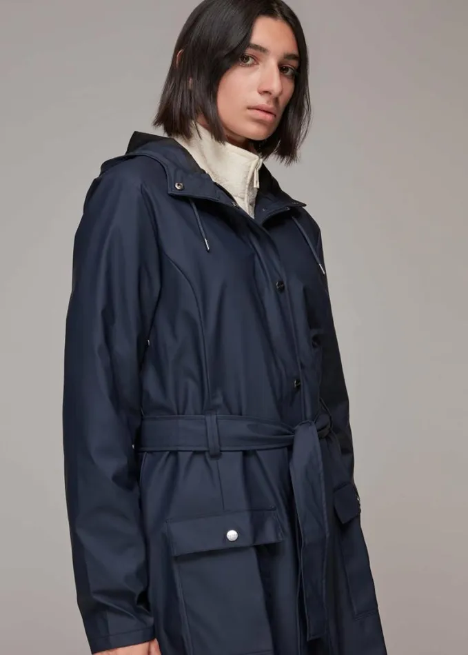 Whistles Rains Curve Jacket Navy Women Coats and Jackets