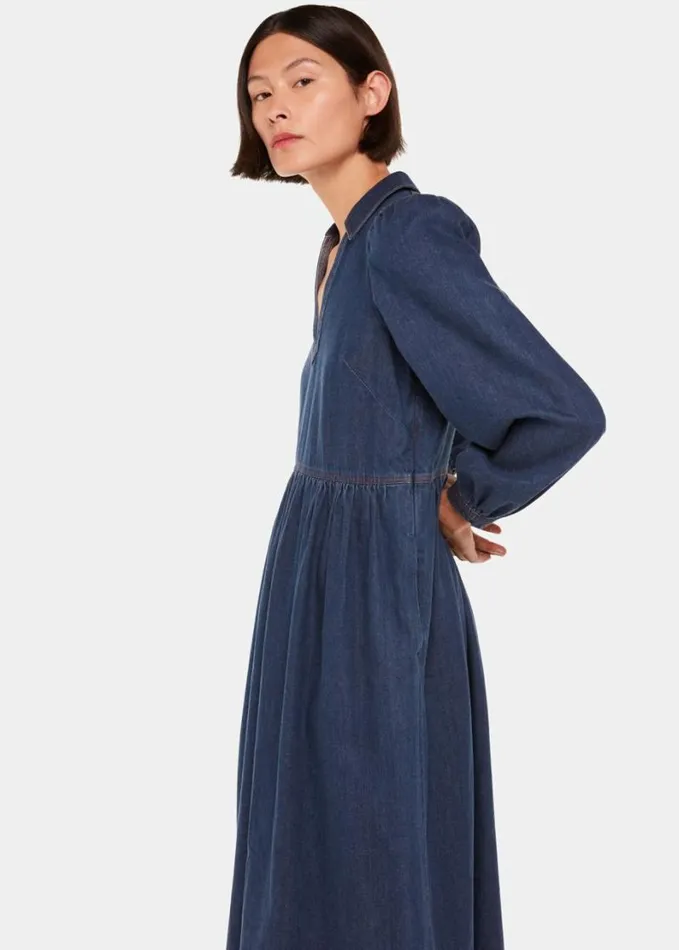 Whistles Rina Trapeze Dress Denim Women Dresses