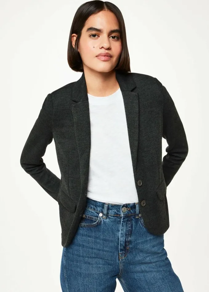 Whistles Slim Jersey Jacket Dark Grey Women Coats and Jackets