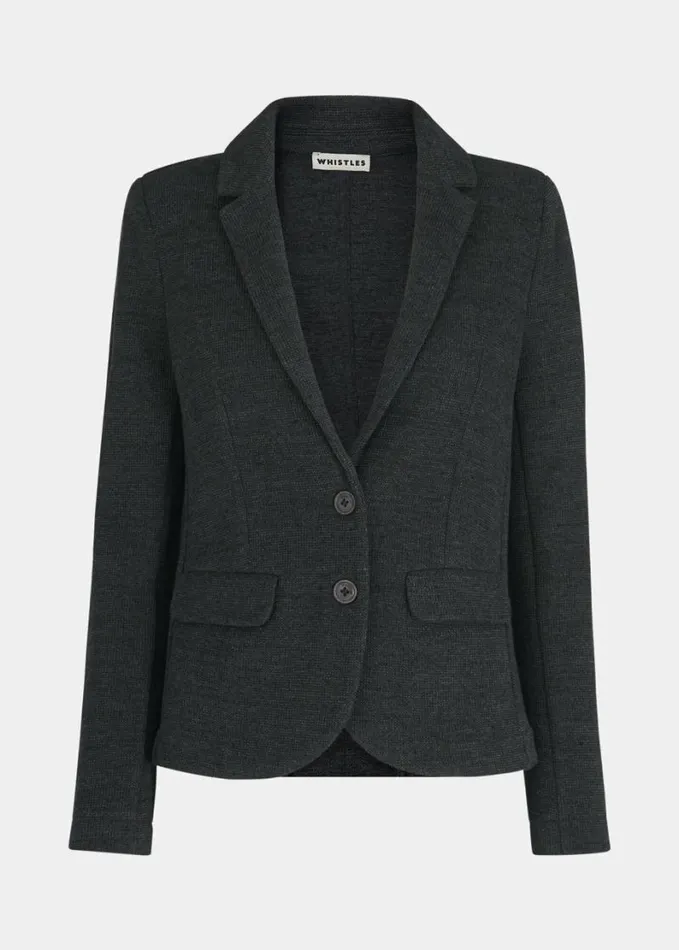 Whistles Slim Jersey Jacket Dark Grey Women Coats and Jackets