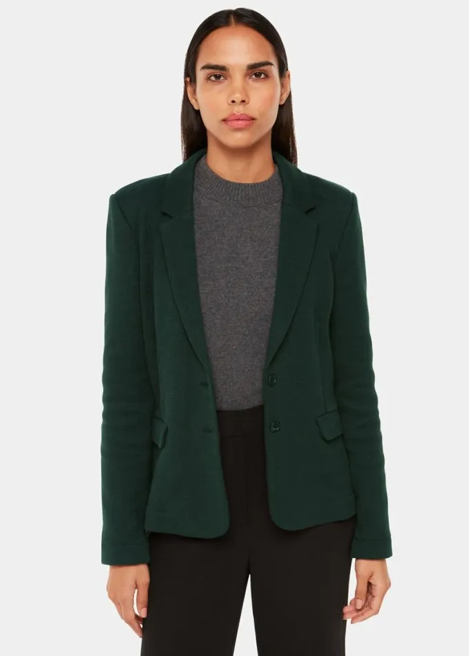 Whistles Slim Jersey Jacket Forest Green Women Coats and Jackets