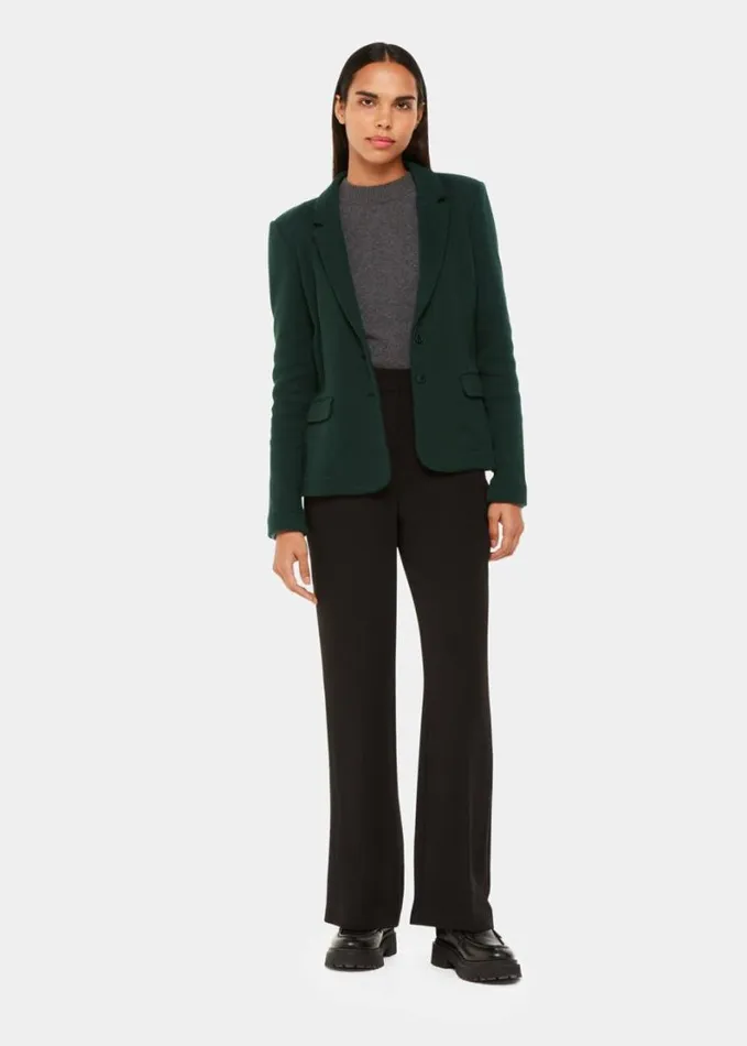 Whistles Slim Jersey Jacket Forest Green Women Coats and Jackets