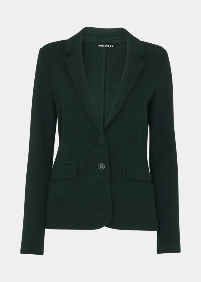 Whistles Slim Jersey Jacket Forest Green Women Coats and Jackets