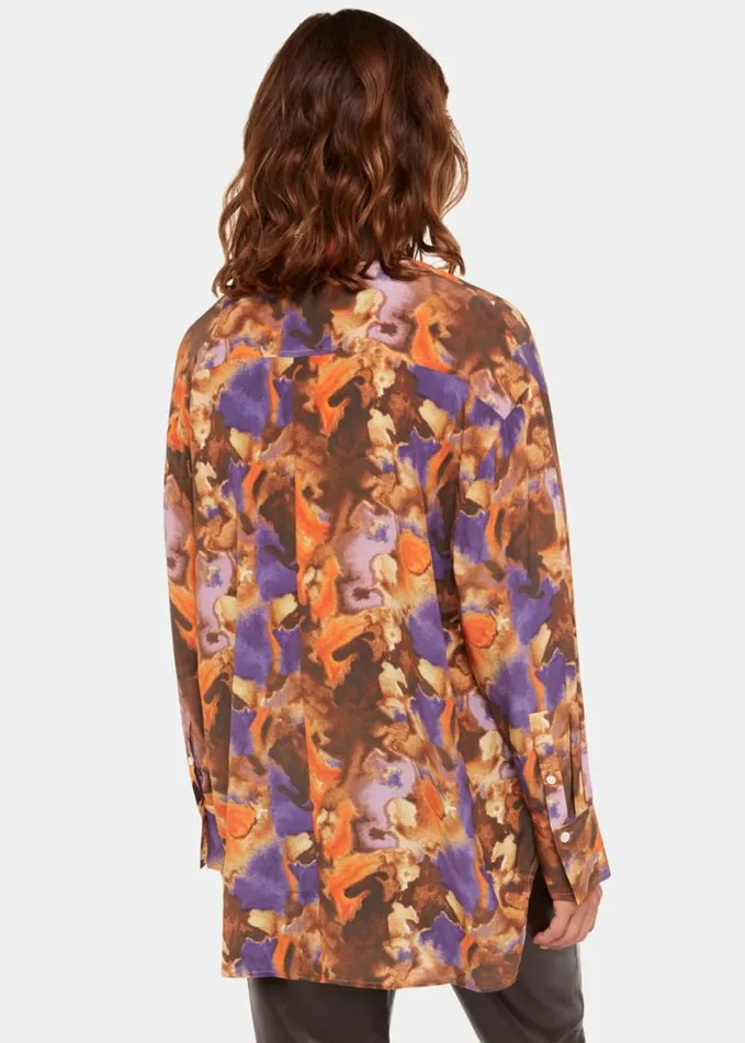 Whistles Sprayed Texture Silk Shirt Multicolour Women Tops
