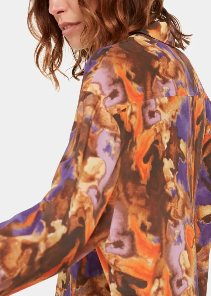 Whistles Sprayed Texture Silk Shirt Multicolour Women Tops
