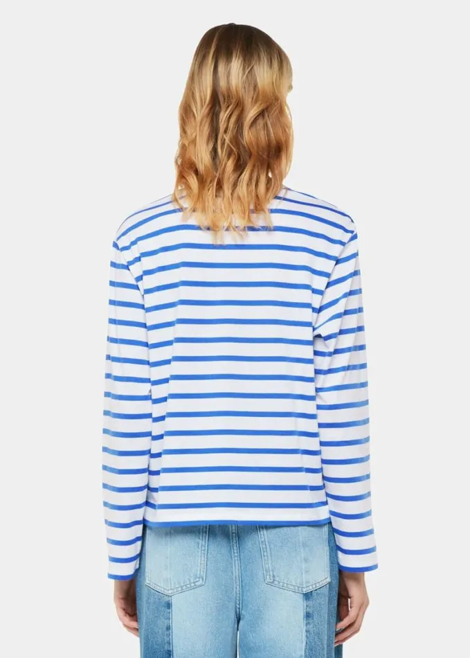 Whistles Stripe Cotton Top Bluemulti Women Tops