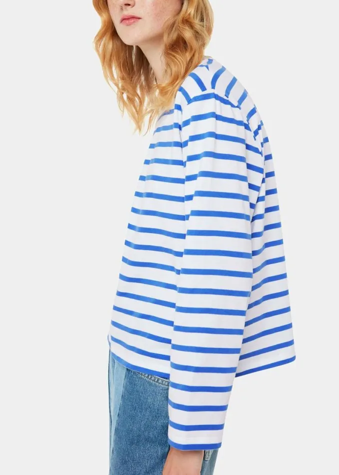 Whistles Stripe Cotton Top Bluemulti Women Tops