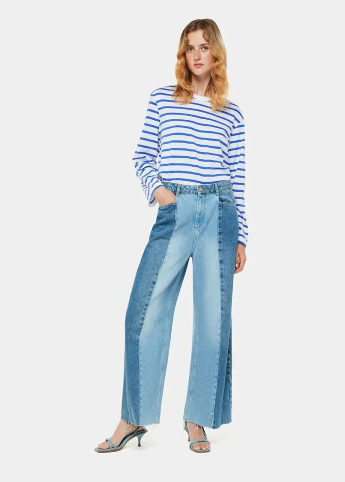 Whistles Stripe Cotton Top Bluemulti Women Tops