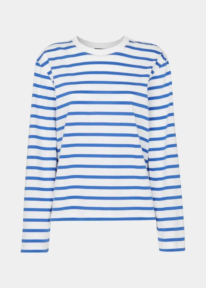 Whistles Stripe Cotton Top Bluemulti Women Tops