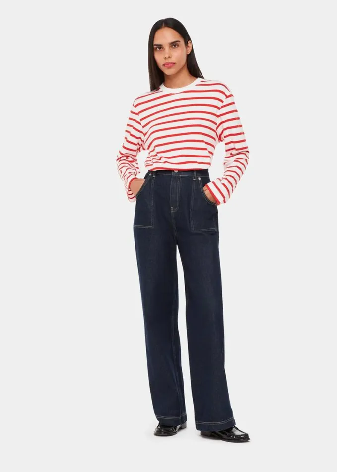 Whistles Stripe Cotton Top Redmulti Women Tops