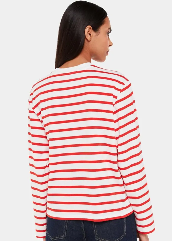 Whistles Stripe Cotton Top Redmulti Women Tops
