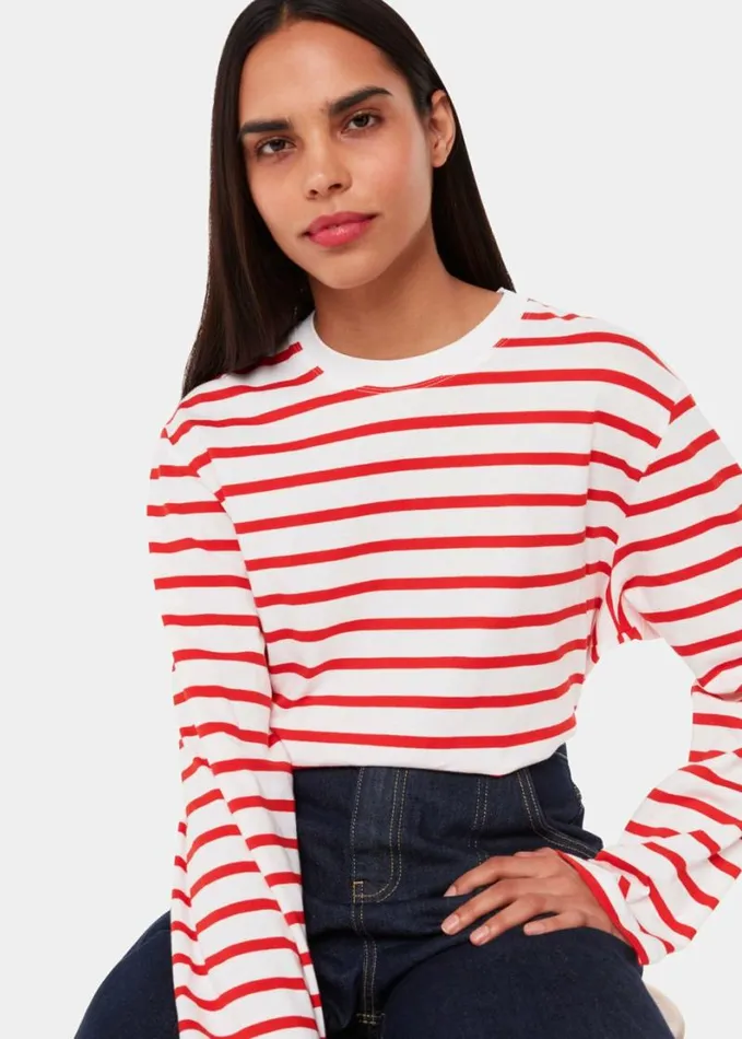Whistles Stripe Cotton Top Redmulti Women Tops