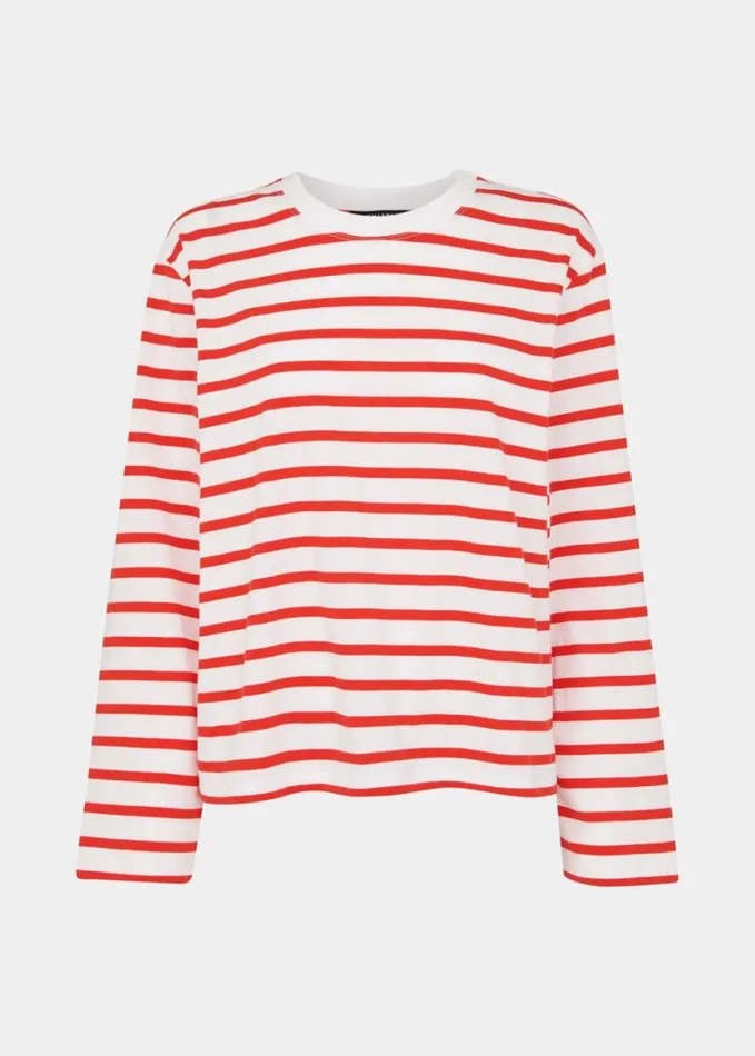 Whistles Stripe Cotton Top Redmulti Women Tops