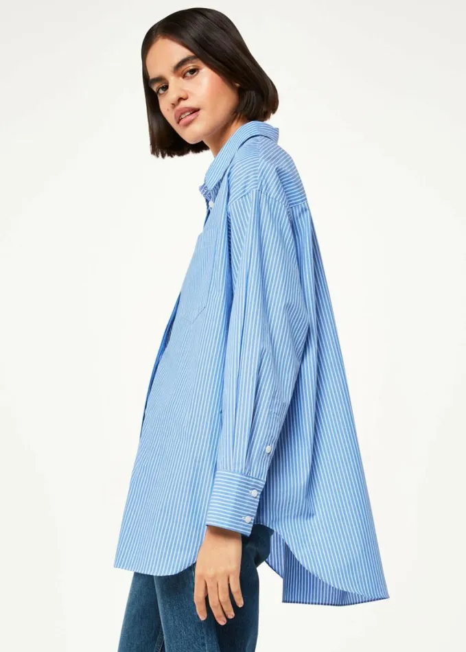 Whistles Stripe Oversized Shirt Bluemulti Women Tops