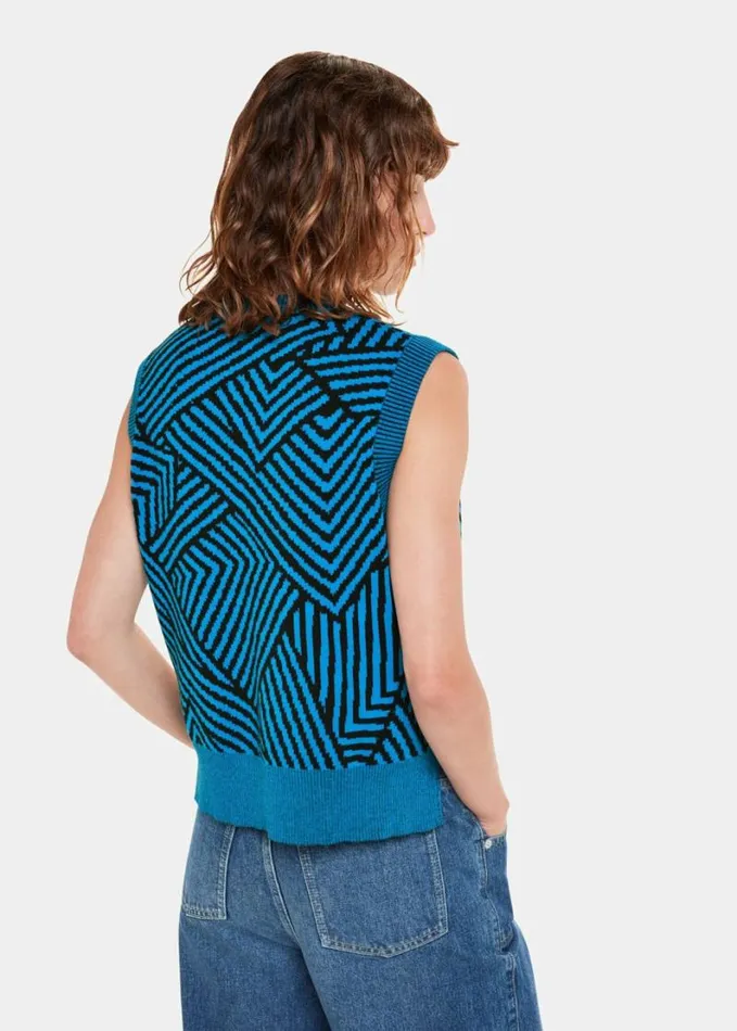 Whistles Striped Corners Jacquard Tank Bluemulti Women Sweaters and Cashmere Whistles Striped Corners Jacquard Tank Bluemulti Women Sweaters and Cashmere