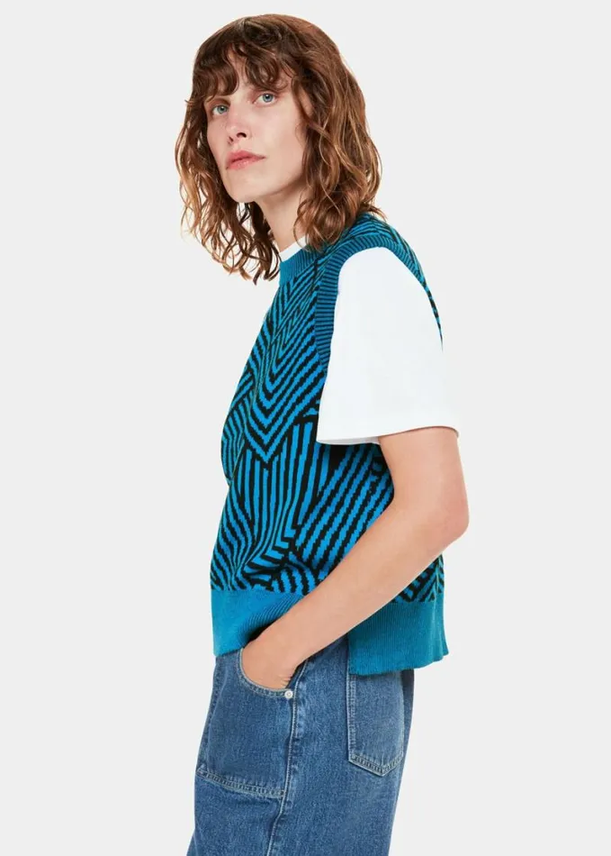 Whistles Striped Corners Jacquard Tank Bluemulti Women Sweaters and Cashmere Whistles Striped Corners Jacquard Tank Bluemulti Women Sweaters and Cashmere