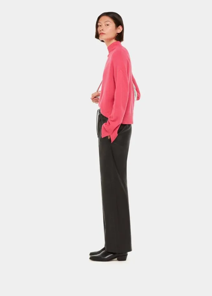 Whistles Wool Double Trim Funnel Neck Pink Women Sweaters and Cashmere