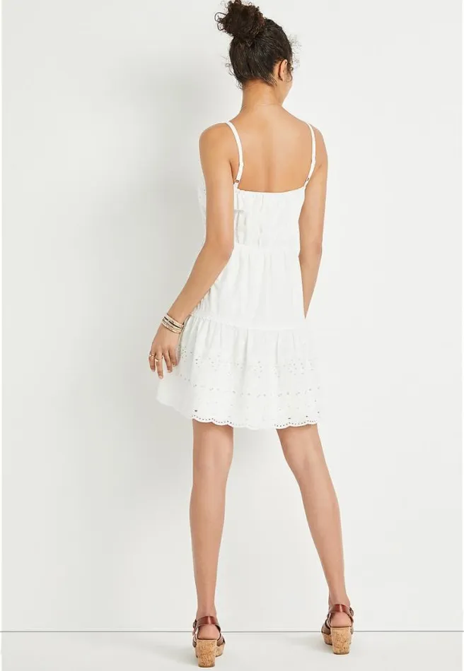 White Eyelet Lace Button Front Mini Dress Women Maurices Dresses and Jumpsuits