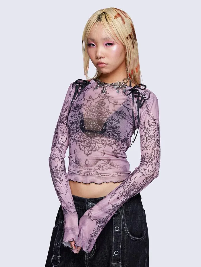 Willa Lace Up Mesh Top Women Minga London Tops and TShirts