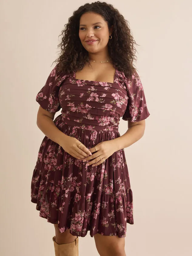 Wilow Floral Mini Dress Burgundy Women Altar039d State Dresses