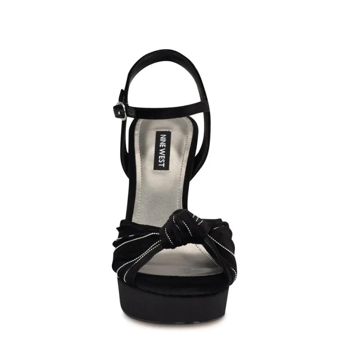 Winne Knotted Platform Sandals Black Velvet Women Nine West Sandals Winne Knotted Platform Sandals Black Velvet Women Nine West Sandals