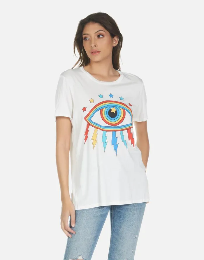 Wolf Rainbow Lightning Eye Milk Women Lauren Moshi Short Sleeve