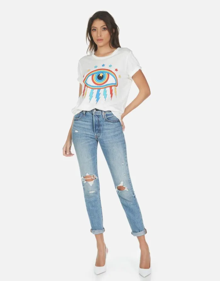 Wolf Rainbow Lightning Eye Milk Women Lauren Moshi Short Sleeve