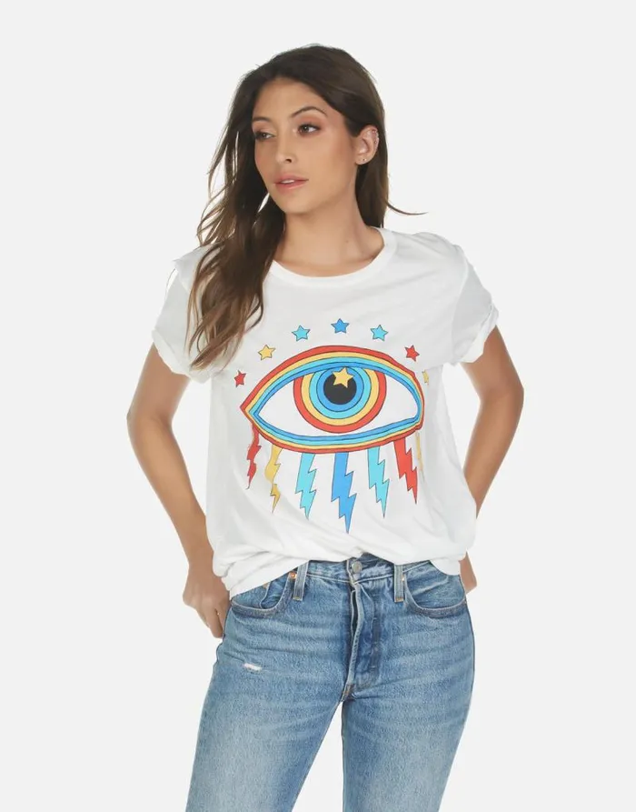 Wolf Rainbow Lightning Eye Milk Women Lauren Moshi Short Sleeve