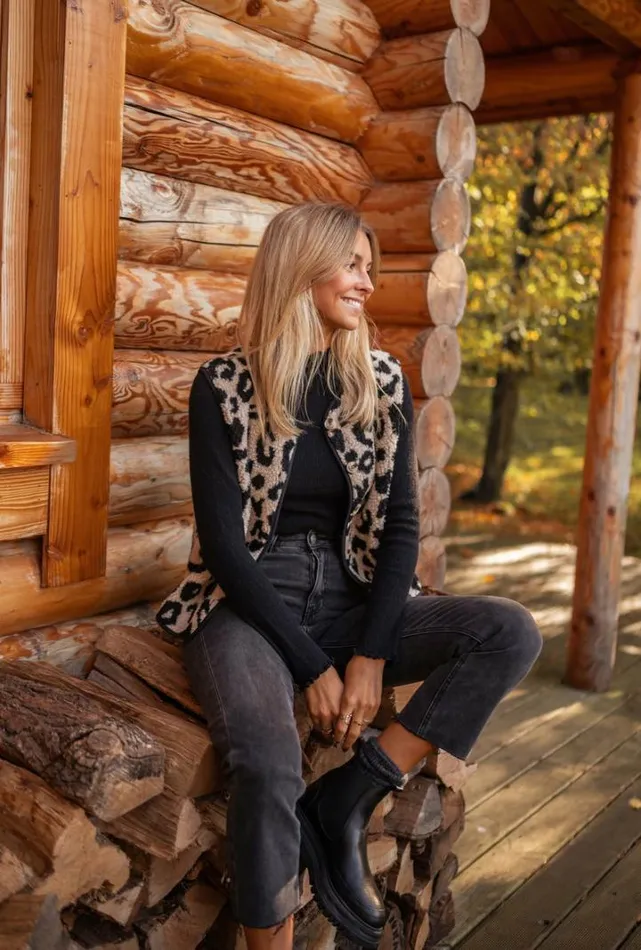 Women039s Clothing Cardigans Easy Clothes Leopard Sleeveless Abby Cardigan
