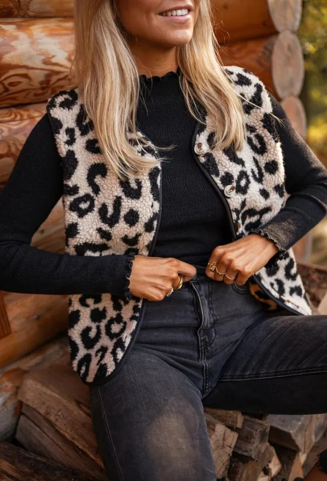 Women039s Clothing Cardigans Easy Clothes Leopard Sleeveless Abby Cardigan