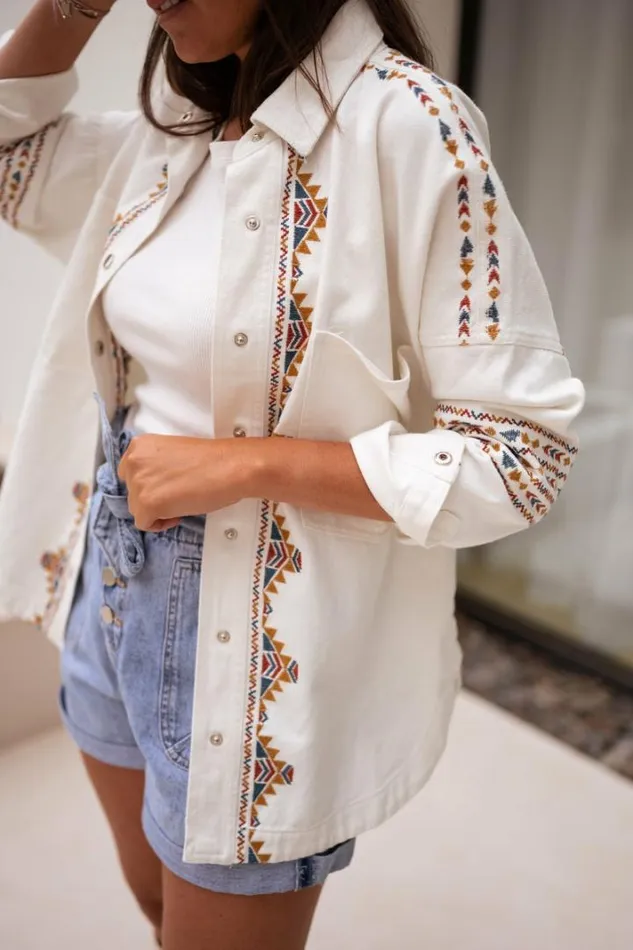 Women039s Clothing Jackets Easy Clothes Ecru Camy Patterned Jacket