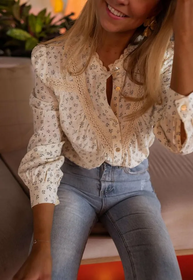 Women039s Clothing Shirts Easy Clothes Beige Floral Brida Shirt