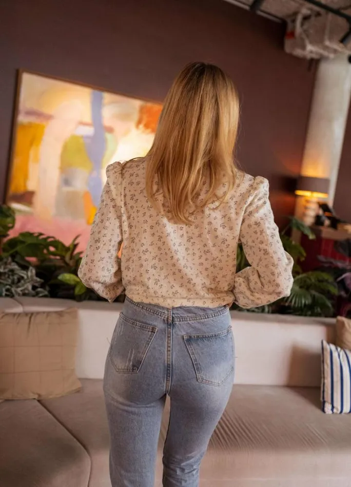 Women039s Clothing Shirts Easy Clothes Beige Floral Brida Shirt