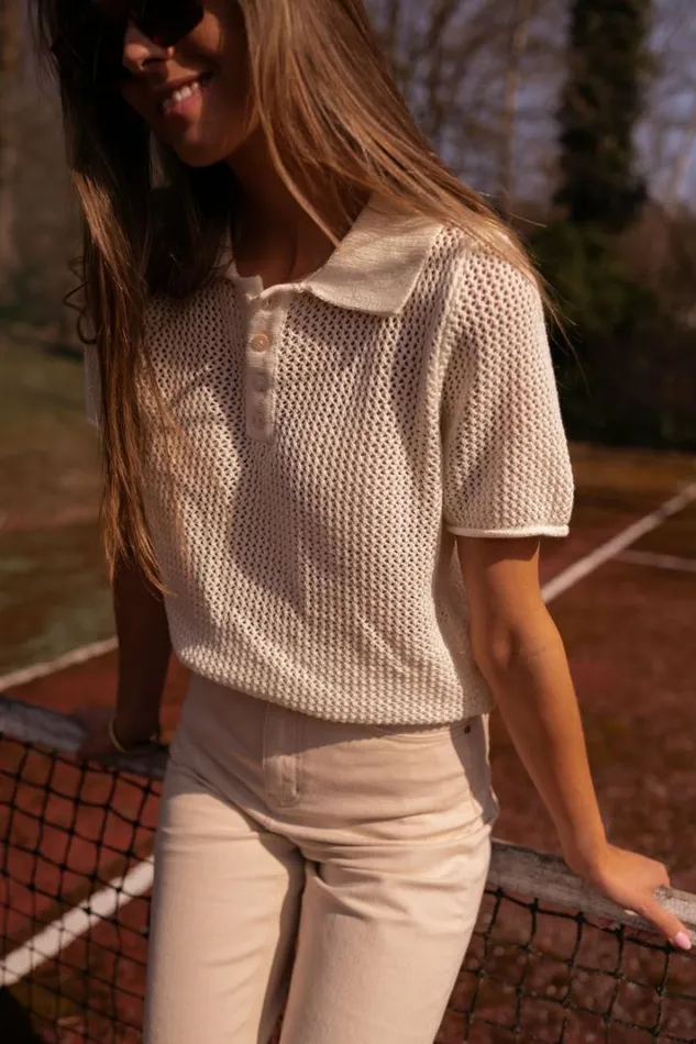Women039s Clothing Shirts Easy Clothes Ecru Laurane Polo Shirt Women039s Clothing Shirts Easy Clothes Ecru Laurane Polo Shirt
