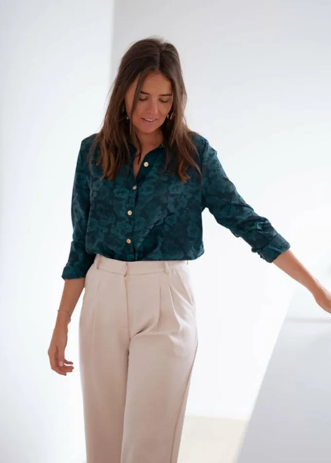 Women039s Clothing Shirts Easy Clothes Green And Blue Paula Shirt