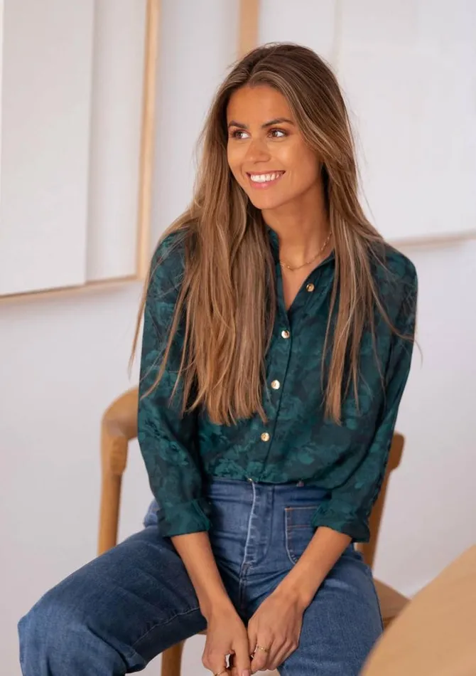 Women039s Clothing Shirts Easy Clothes Green And Blue Paula Shirt